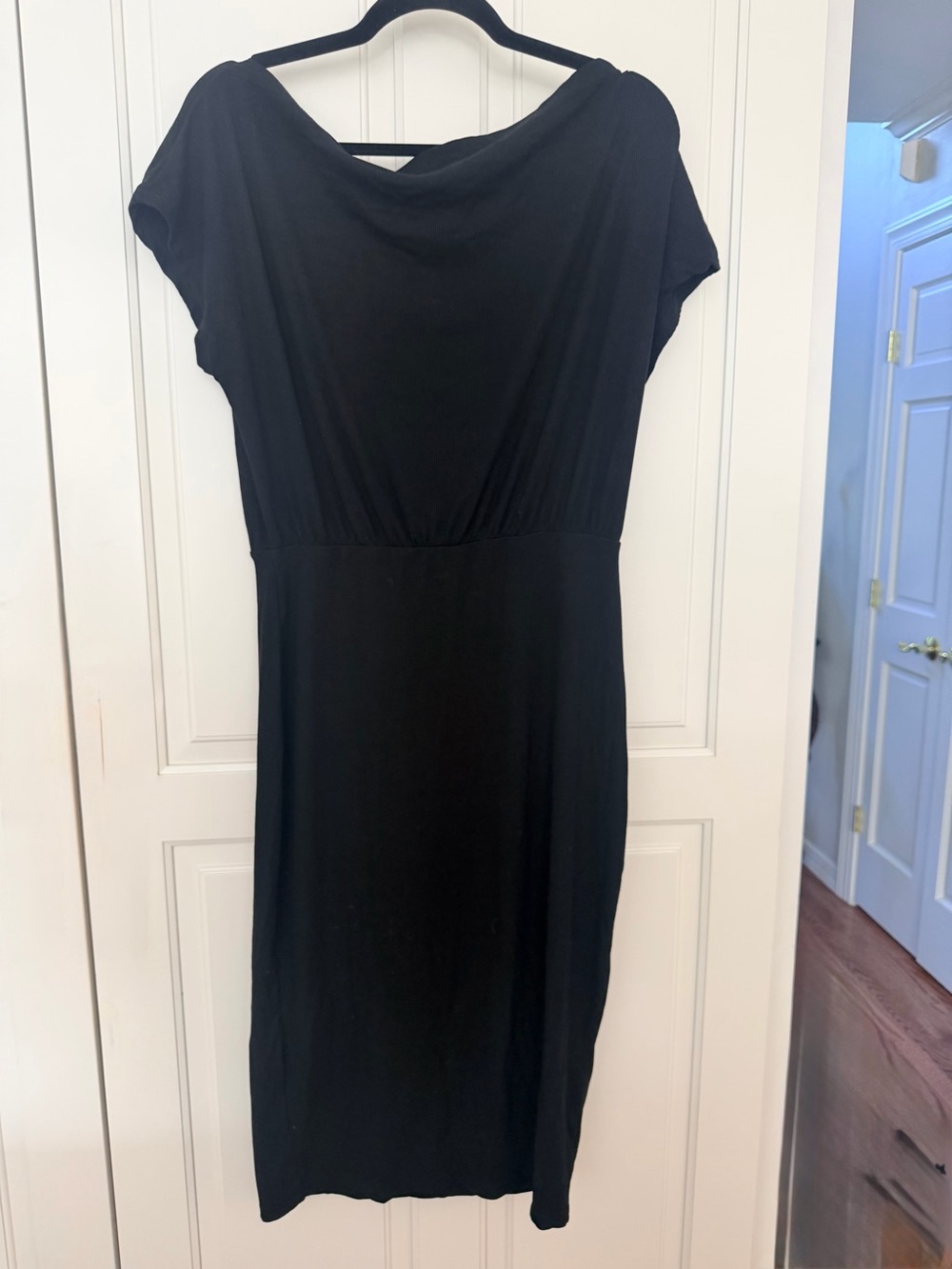 Classic Black Women’s Draped Neck Dress